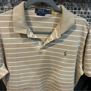 Polo by Ralph Lauren Men's Beige Striped Polo Shirt